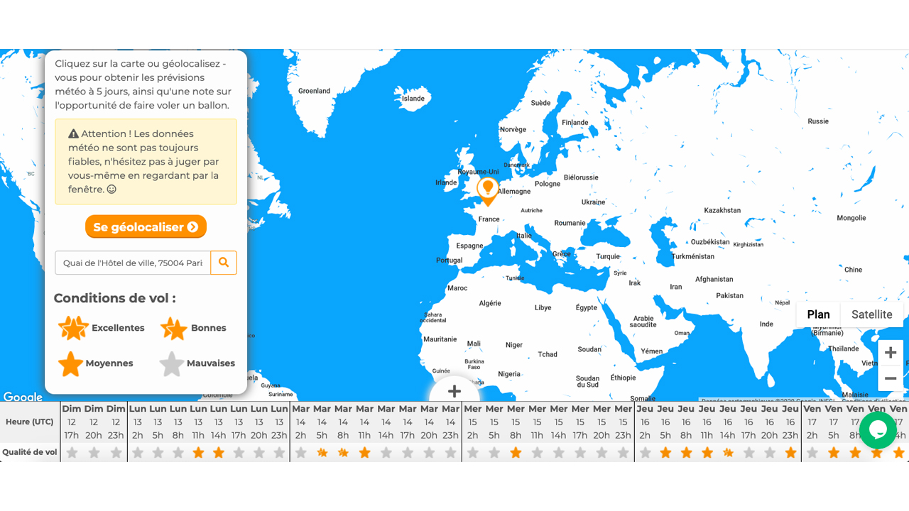 Carte de prévisions météo